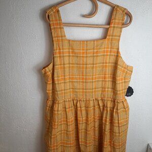 NEW Joanie US 18 UK 22 Yellow Mustard Plaid Midi Dress Margaret Check Sunflower